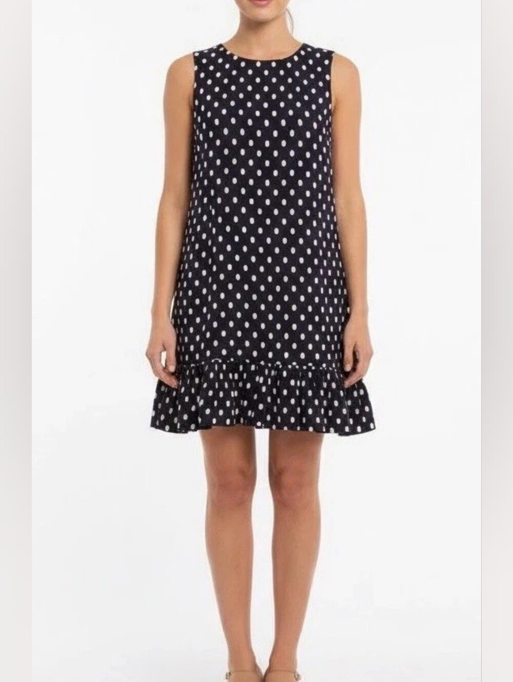 BETSEY JOHNSON Polka Dot Mini Dress Black And White Back Zipper Pin Up Style